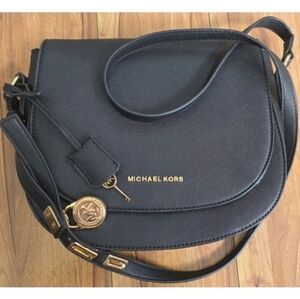 Michael Kors Navy Crossbody Bag with Gold Accents